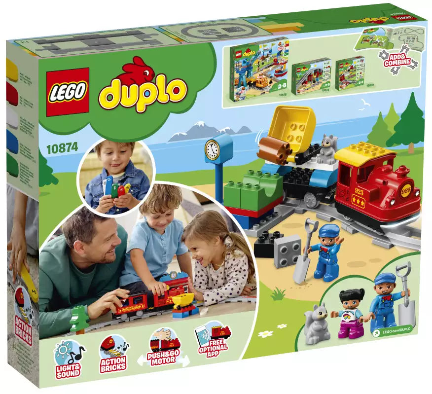Box Rückansicht: LEGO DUPLO Eisenbahn 10874 Dampfeisenbahn