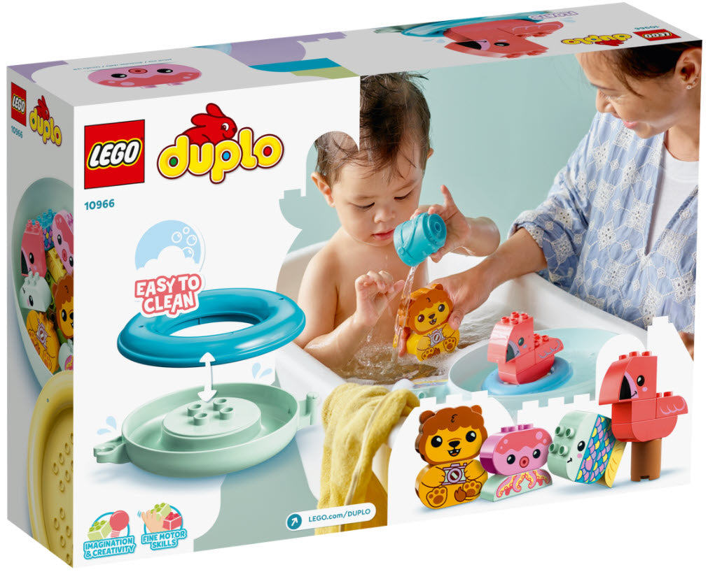 Box Rückseite: LEGO DUPLO 10966 Badewannenspaß: Schwimmende Tierinsel