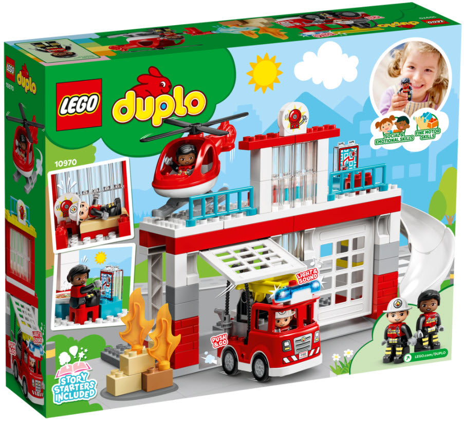 Box Rückseite: LEGO DUPLO 10970 Feuerwehrwache mit Hubschrauber