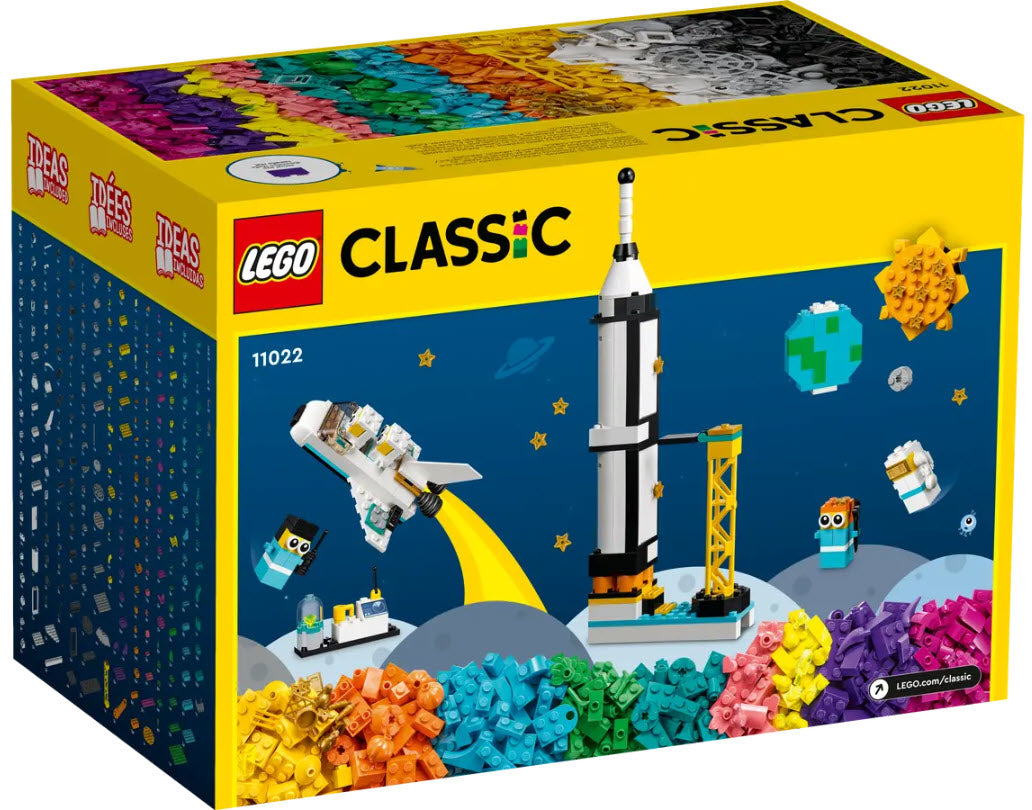 Box Rückansicht: LEGO Classic 11022 XXL Steinebox Erde und Weltraum