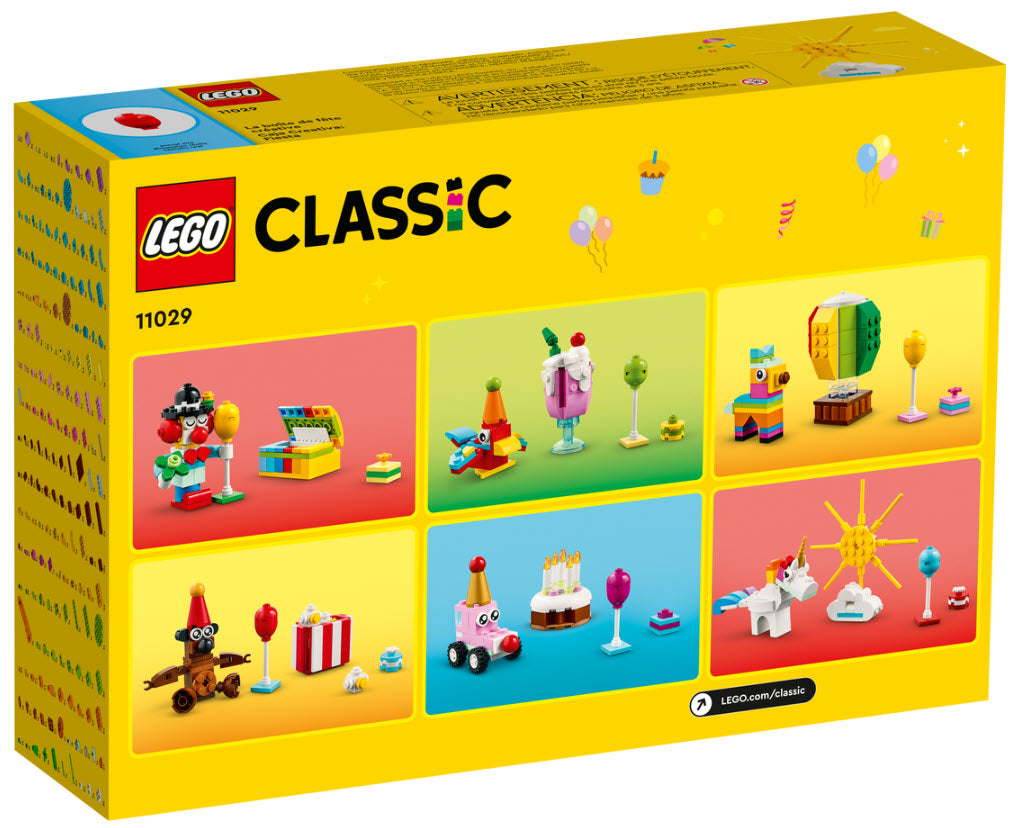 Box Rückansicht: LEGO Classic 11029 Party Kreativ-Bauset