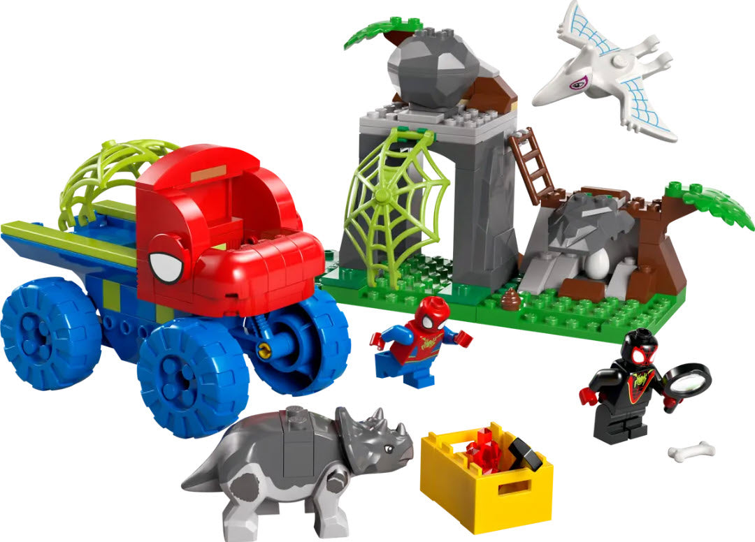 Inhalt: LEGO Super Heroes 11199 Spideys Team auf Rettungsmission im Dino-Truck
