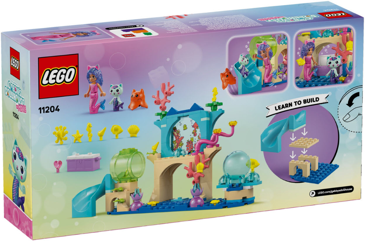 Box Rückansicht: LEGO Gabby's Dollhouse 11204 Meerjungfrau Gabbys Aquarium Abenteuer