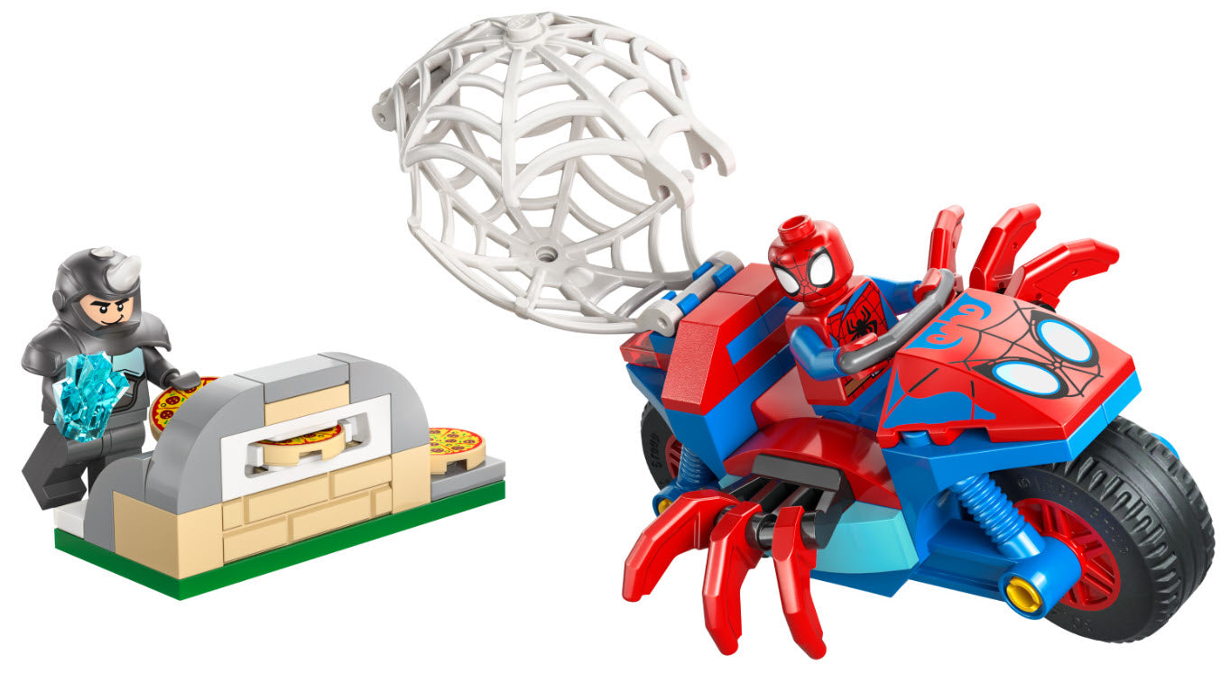 Inhalt: LEGO Super Heroes 11206 Spidey auf Motorrad vs. Rhino