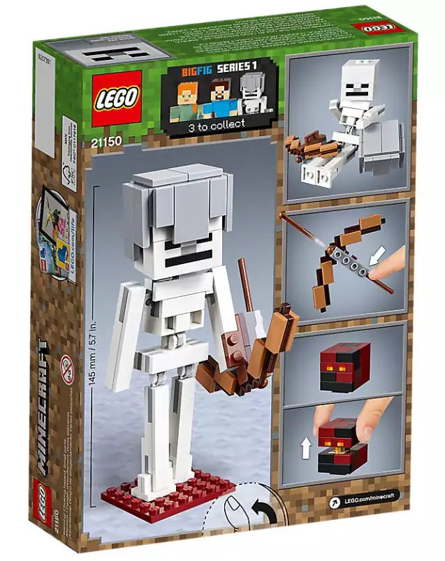Box Rückansicht: LEGO Minecraft 21150 Minecraft-BigFig Skelett mit Magmawürfel