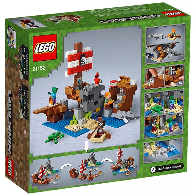 Box Rückansicht: LEGO Minecraft 21152 Das Piratenschiff-Abenteuer