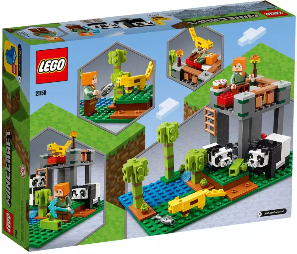 Box Rückansicht: LEGO Minecraft 21158 Der Panda-Kindergarten