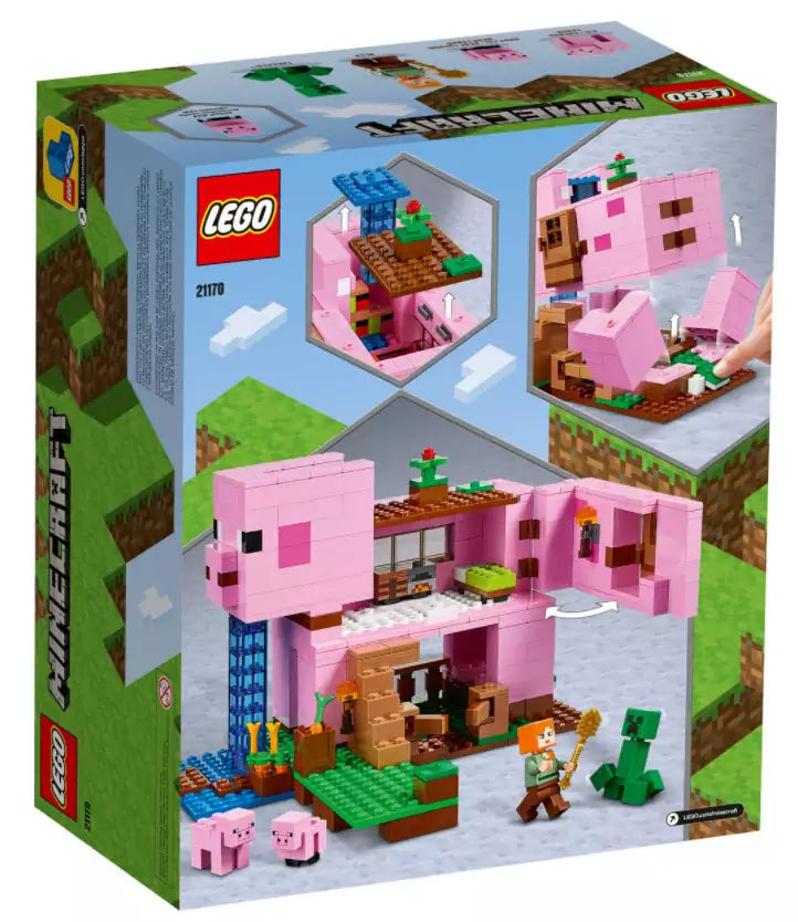 Box Rückansicht: LEGO Minecraft 21170 Das Schweinehaus