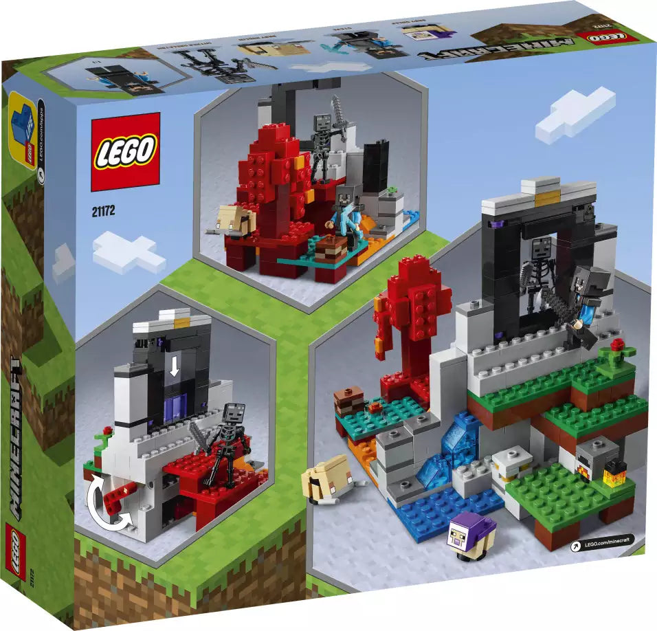 Box Rückansicht: LEGO Minecraft 21172 Das zerstörte Portal