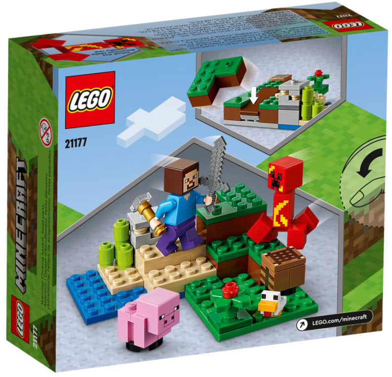 Box Rückseite: LEGO Minecraft 21177 Der Hinterhalt des Creeper