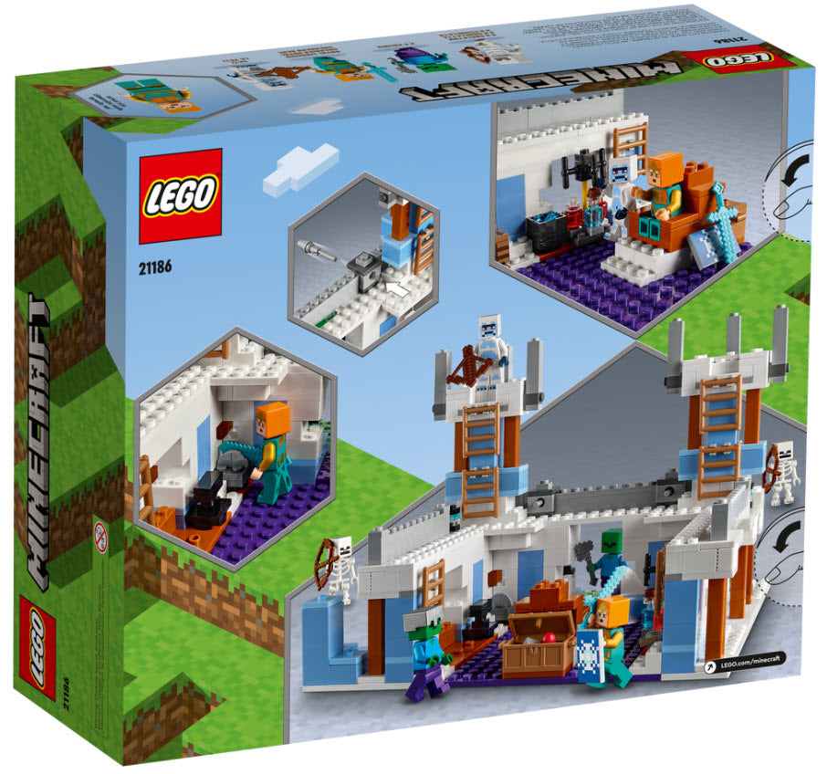 Box Rückseite: LEGO Minecraft 21186 Der Eispalast