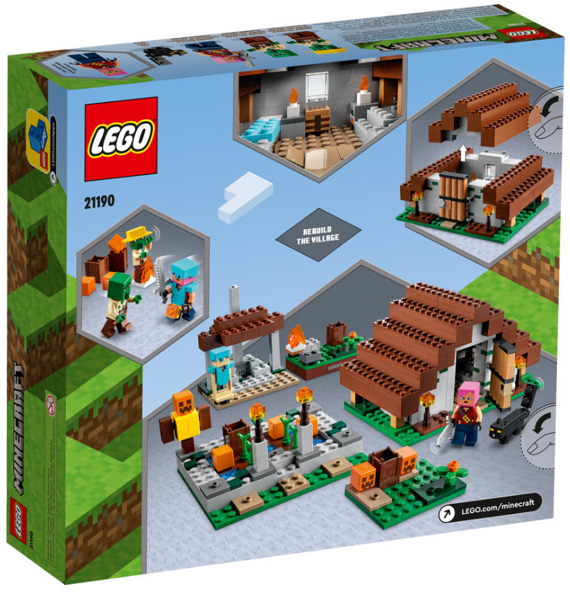 Box Rückseite: LEGO Minecraft 21190 Das verlassene Dorf