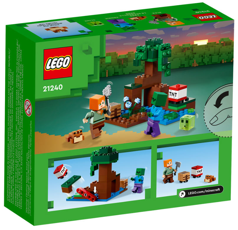 Box Rückseite: LEGO Minecraft 21240 Das Sumpfabenteuer