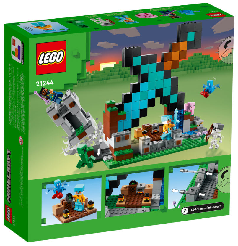 Box Rückseite: LEGO Minecraft 21244 Der Schwert-Außenposten