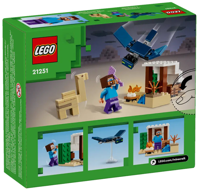 Box Rückseite: LEGO Minecraft 21251 Steves Wüstenexpedition