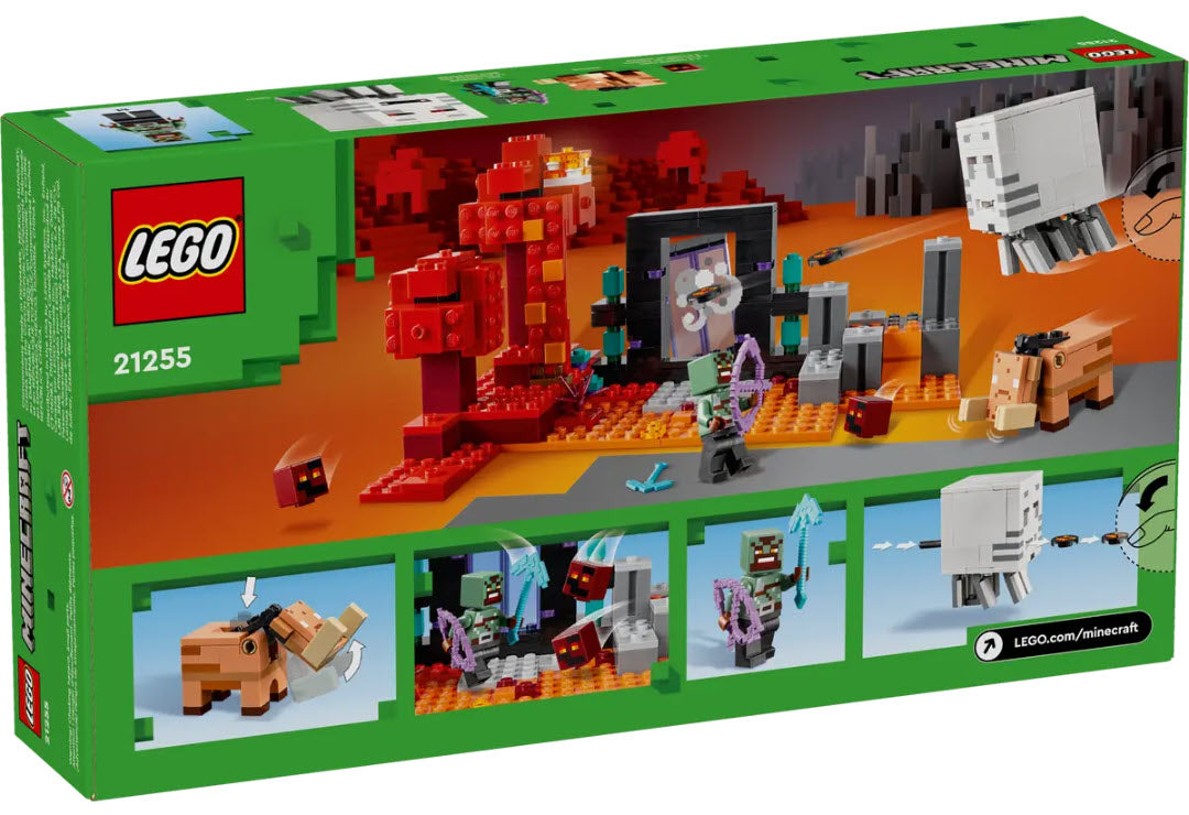 Box Rückseite: LEGO Minecraft 21255 Hinterhalt am Netherportal