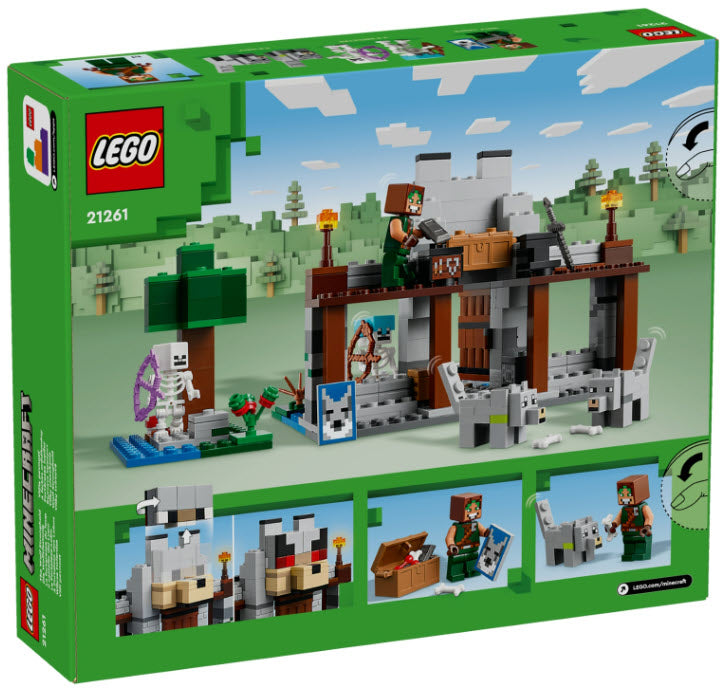 Box Rückseite: LEGO Minecraft 21261 Die Wolfsfestung