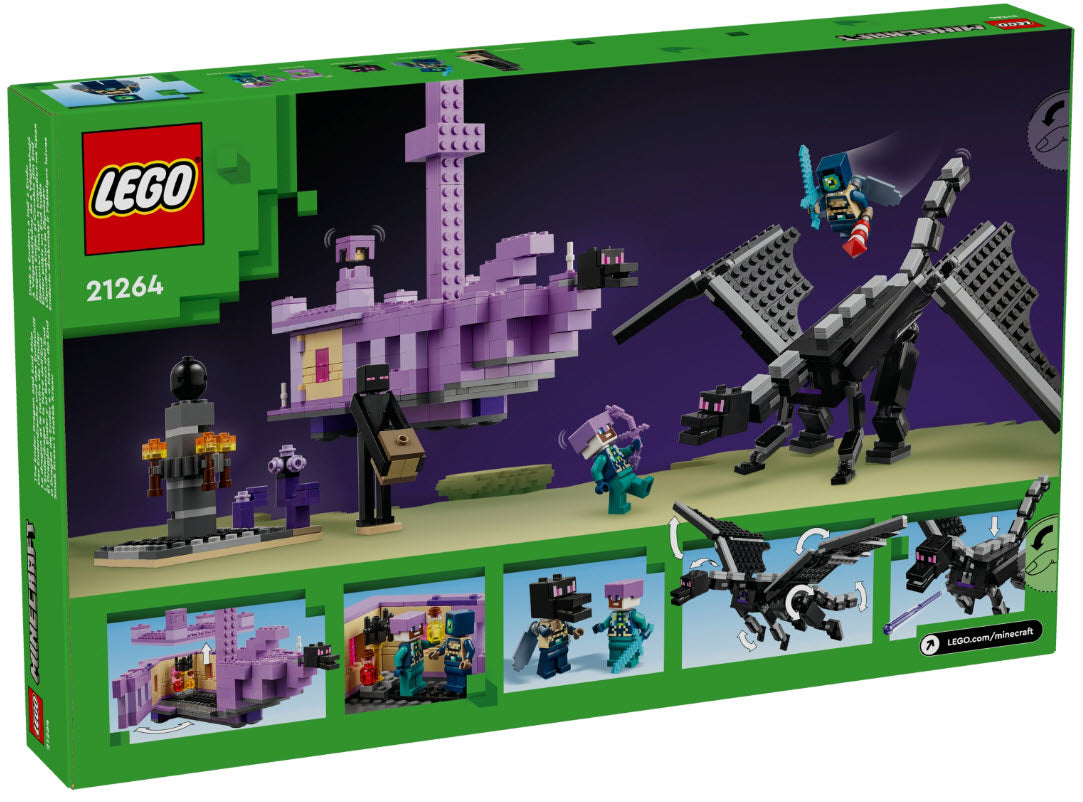 Box Rückseite: LEGO Minecraft 21264 Der Enderdrache und das Endschiff