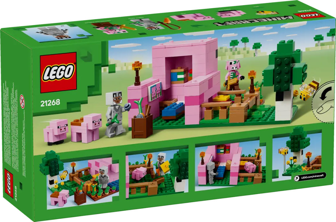 Box Rückseite: LEGO Minecraft 21268 Das Babyschwein-Haus