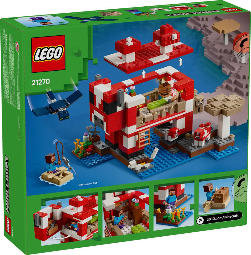 Box Rückseite: LEGO Minecraft 21270 Das Pilzkuh-Haus