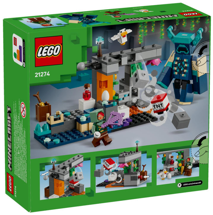 Box Rückseite: LEGO Minecraft 21274 Begegnung mit dem Wächter