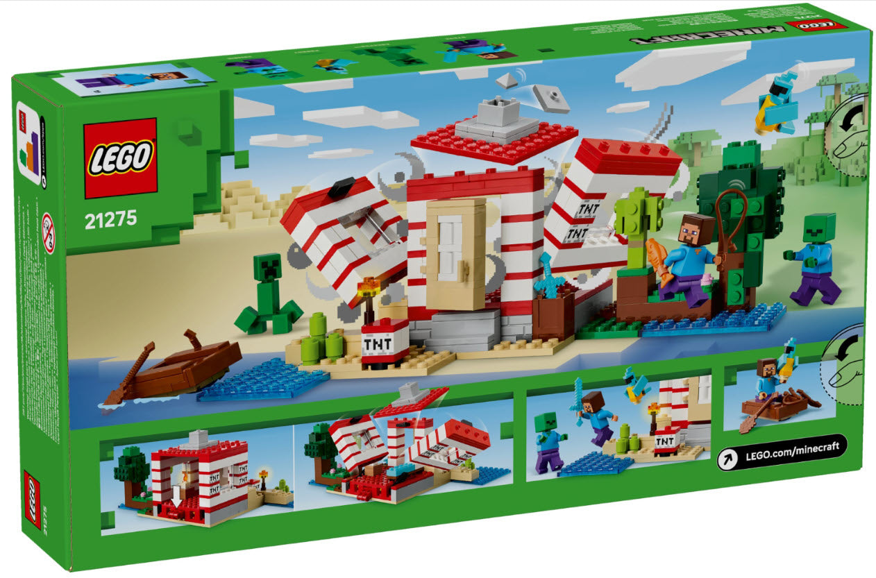Box Rückseite: LEGO Minecraft 21275 Das TNT-Dschungelhaus