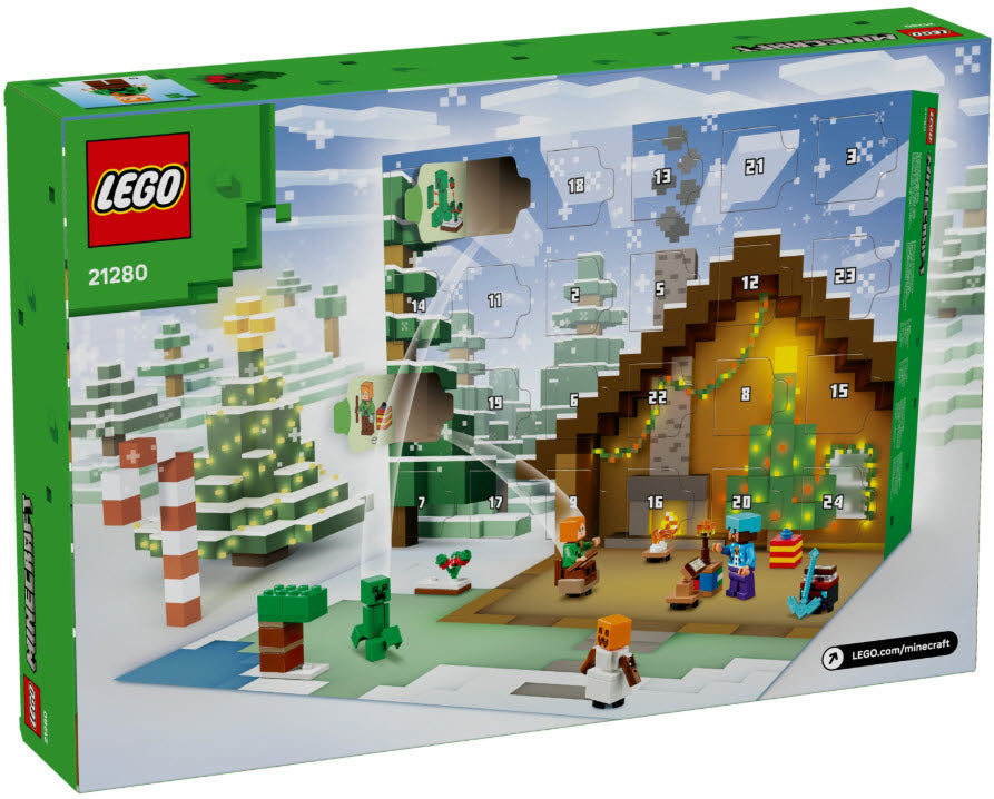 Box Rückseite: LEGO Minecraft 21280 Adventskalender 2025