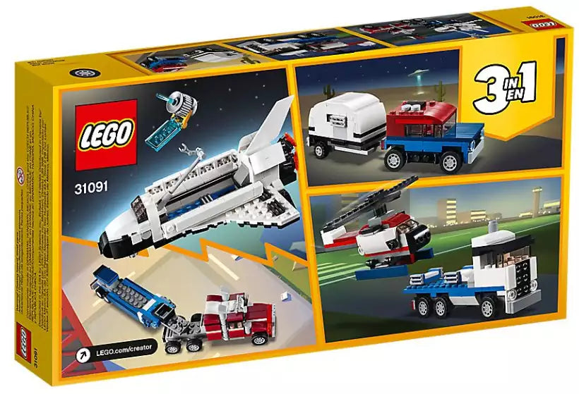 Box Rückseite: LEGO Creator 31091 Transporter für Space Shuttle