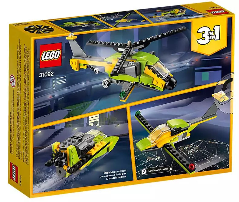 Box Rückseite: LEGO Creator 31092 Hubschrauber-Abenteuer