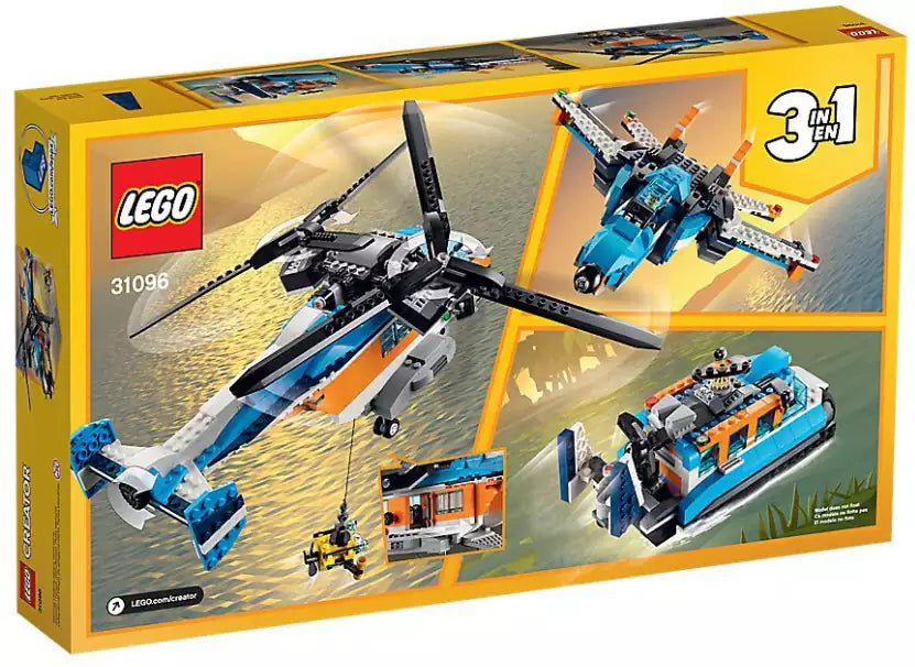 Box Rückseite: LEGO Creator 31096 Doppelrotor-Hubschrauber