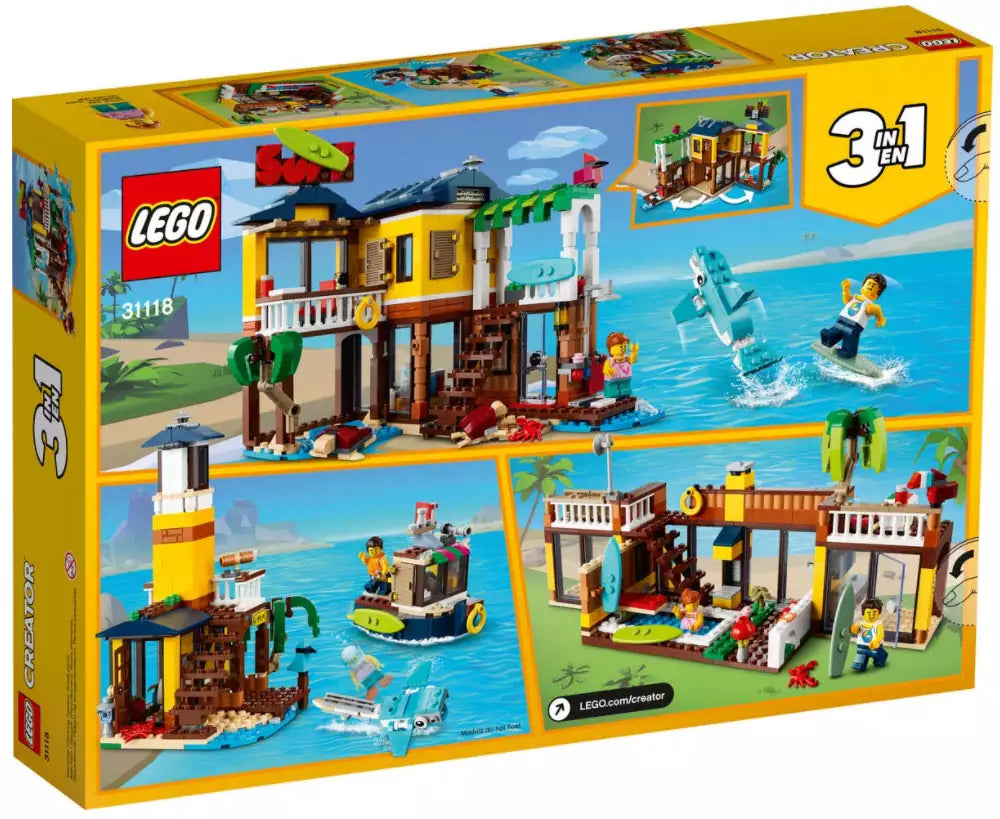 Box Rückseite: LEGO Creator 31118 Surfer-Strandhaus