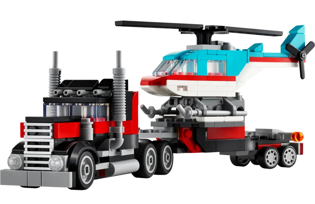 Inhalt: LEGO Creator 31146 Tieflader mit Hubschrauber