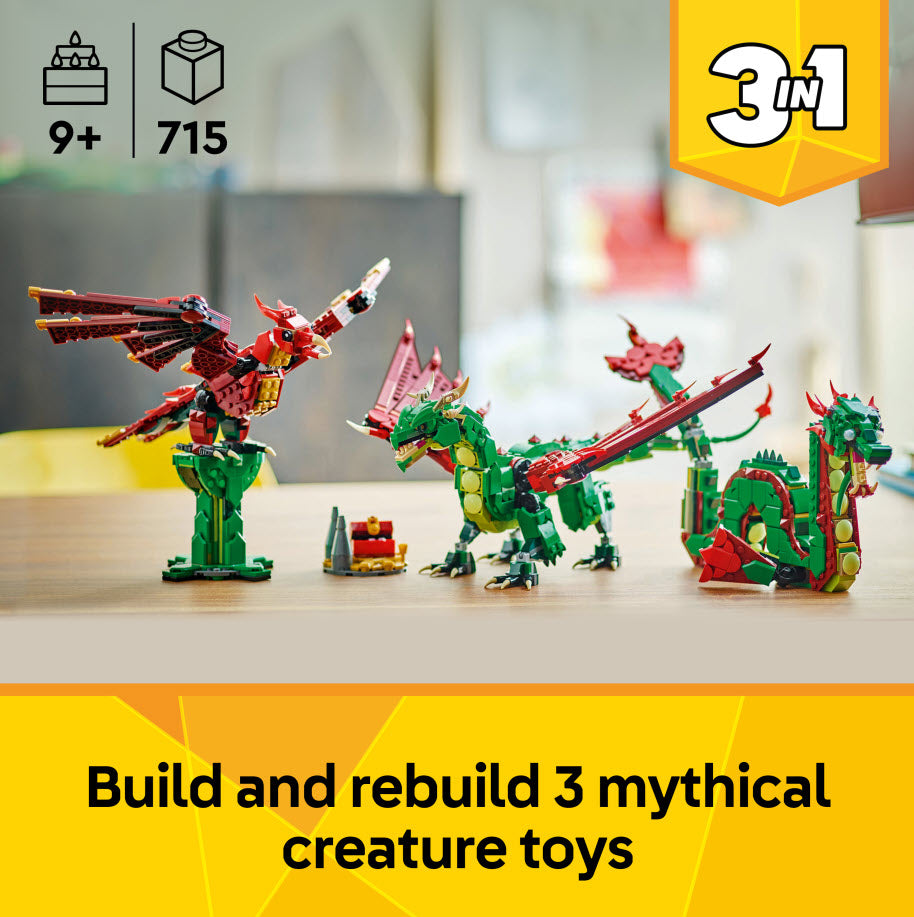 3-in-1 Modelle: LEGO Creator 31161 Grüner Drache