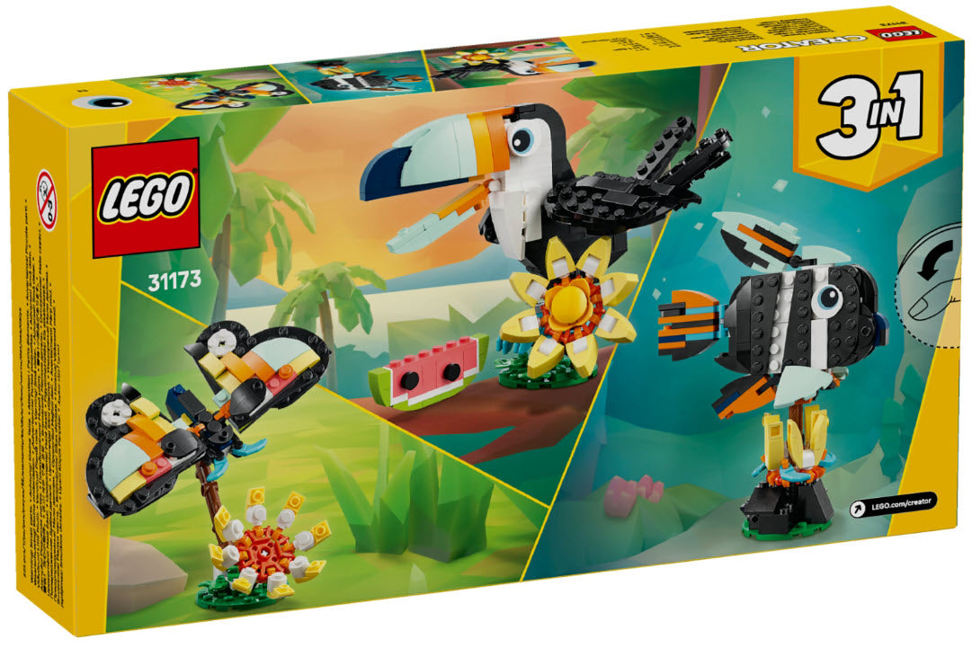 Box Rückseite: LEGO Creator 31173 Wilde Tiere: Tropischer Tukan