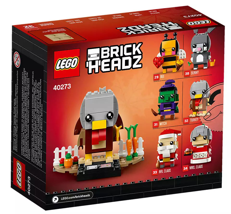 Box Rückansicht: LEGO Brickheadz 40273 Erntedank-Truthahn
