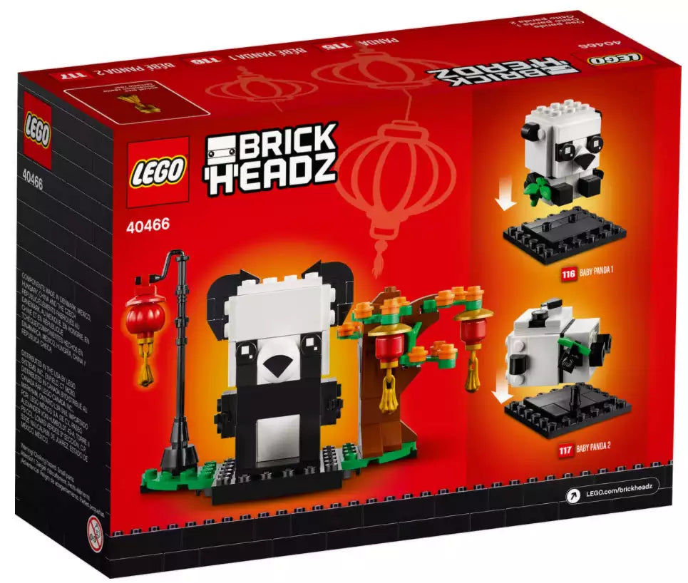Box Rückansicht: LEGO Brickheadz 40466 Pandas fürs chinesische Neujahrsfest
