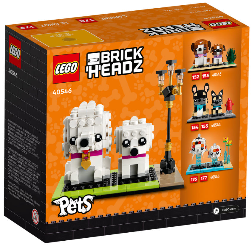 Box Rückansicht: LEGO BrickHeadz 40546 Pudel