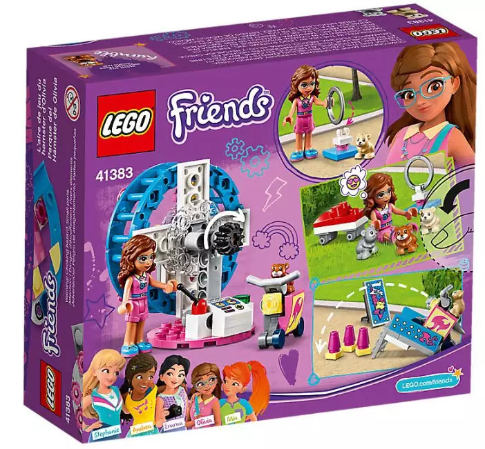 Box Rückseite: LEGO Friends 41383 Olivias Hamster-Spielplatz