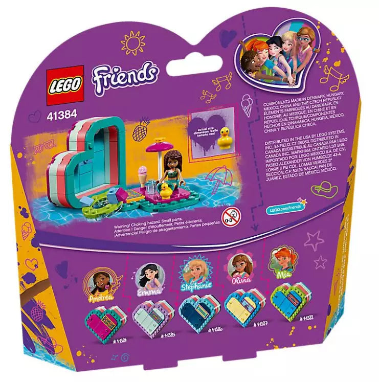 Box Rückansicht: LEGO Friends 41384 Andreas sommerliche Herzbox