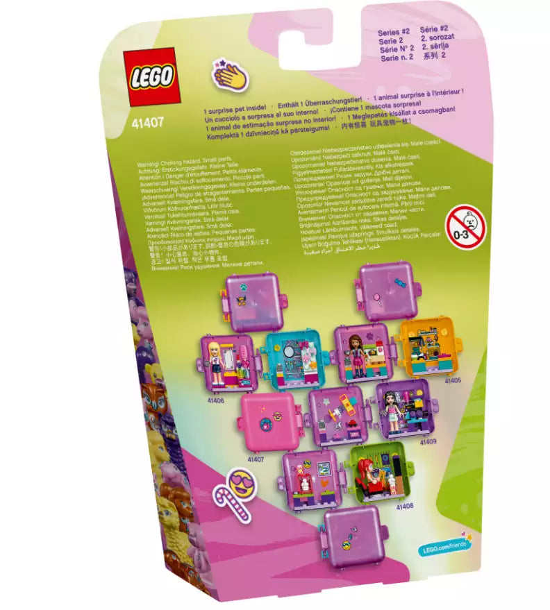 Box Rückseite: LEGO Friends 41407 Olivias magischer Würfel – Süßwarengeschäft