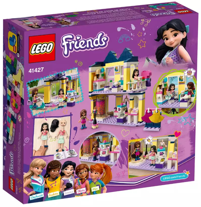 Box Rückseite: LEGO Friends 41427 Emmas Mode-Geschäft