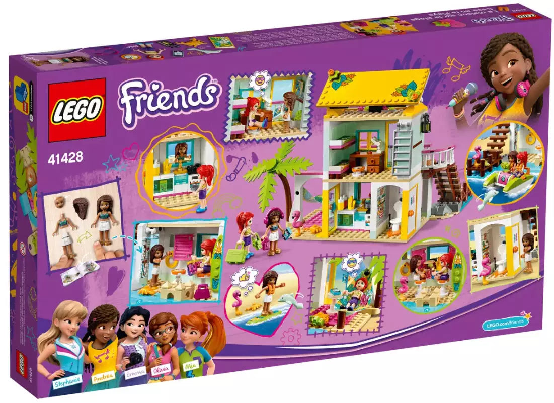 Box Rückseite: LEGO Friends 41428 Strandhaus mit Tretboot