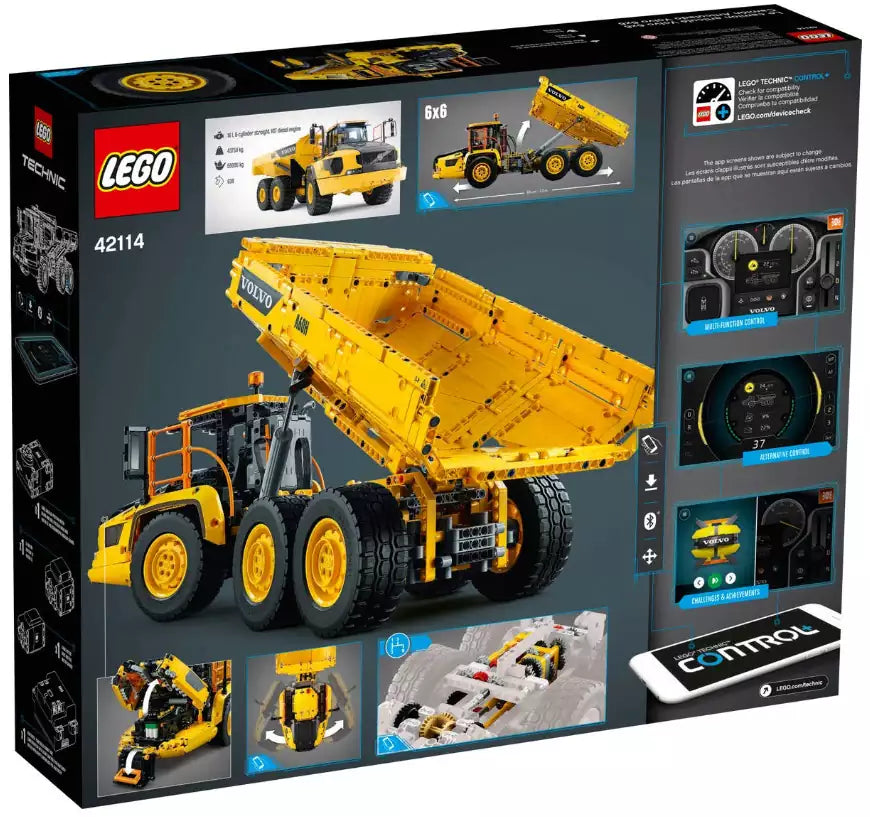 Box Rückansicht: LEGO Technic 42114 Knickgelenkter Volvo-Dumper (6x6)