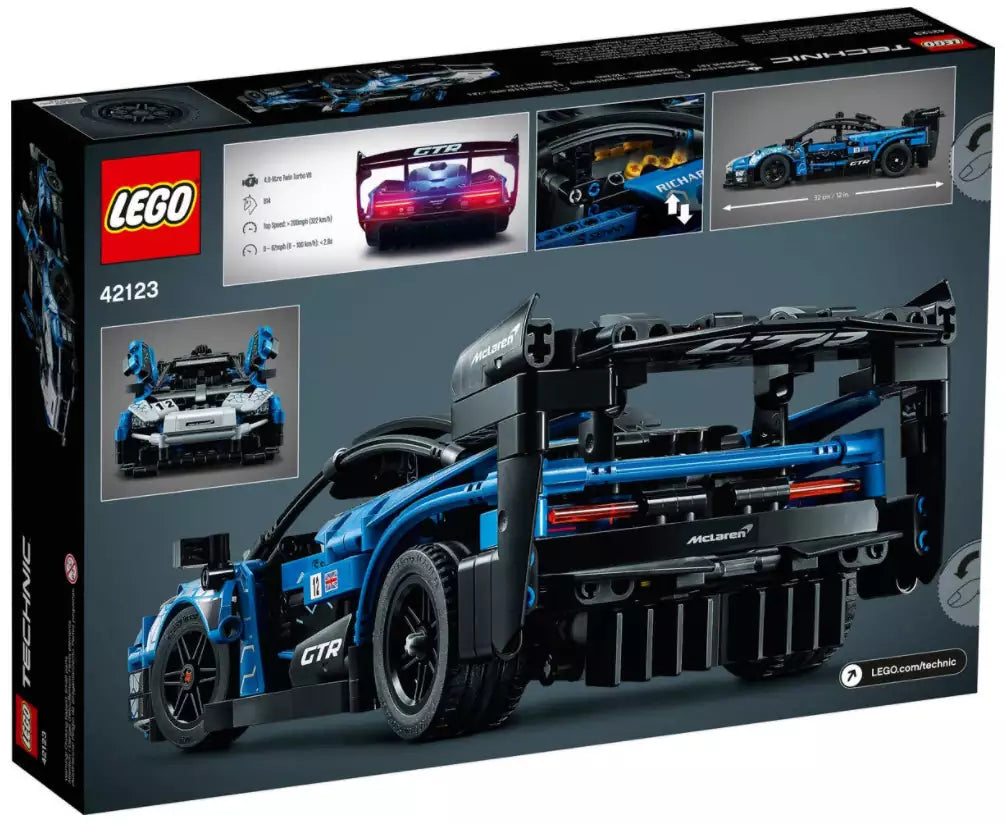 Box Rückansicht: LEGO Technic 42123 McLaren Senna GTR
