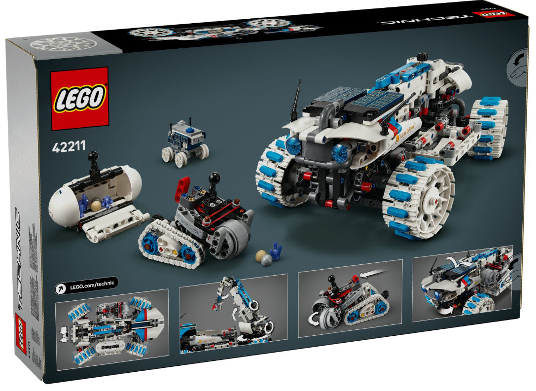 Box Rückseite: LEGO Technic 42211 Lunar Outpost Mondrover-Raumfahrzeug