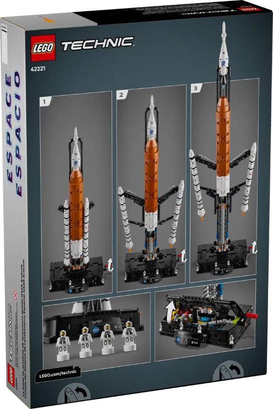 Box Rückseite: LEGO Technic 42221 NASA Artemis SLS-Schwerlastrakete