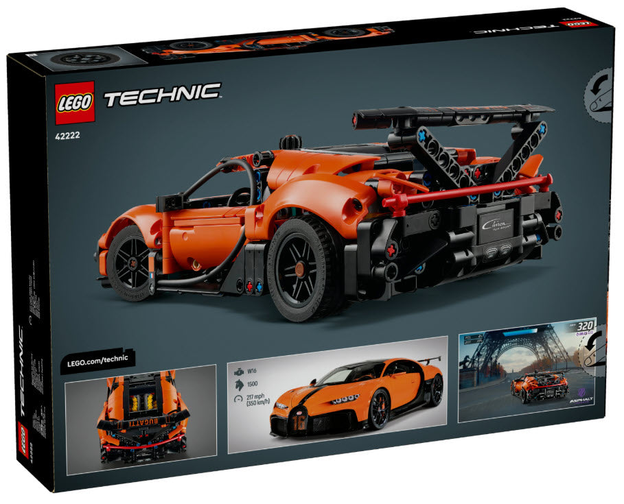 Box Rückseite: LEGO Technic 42222 Bugatti Chiron Pur Sport Hypercar