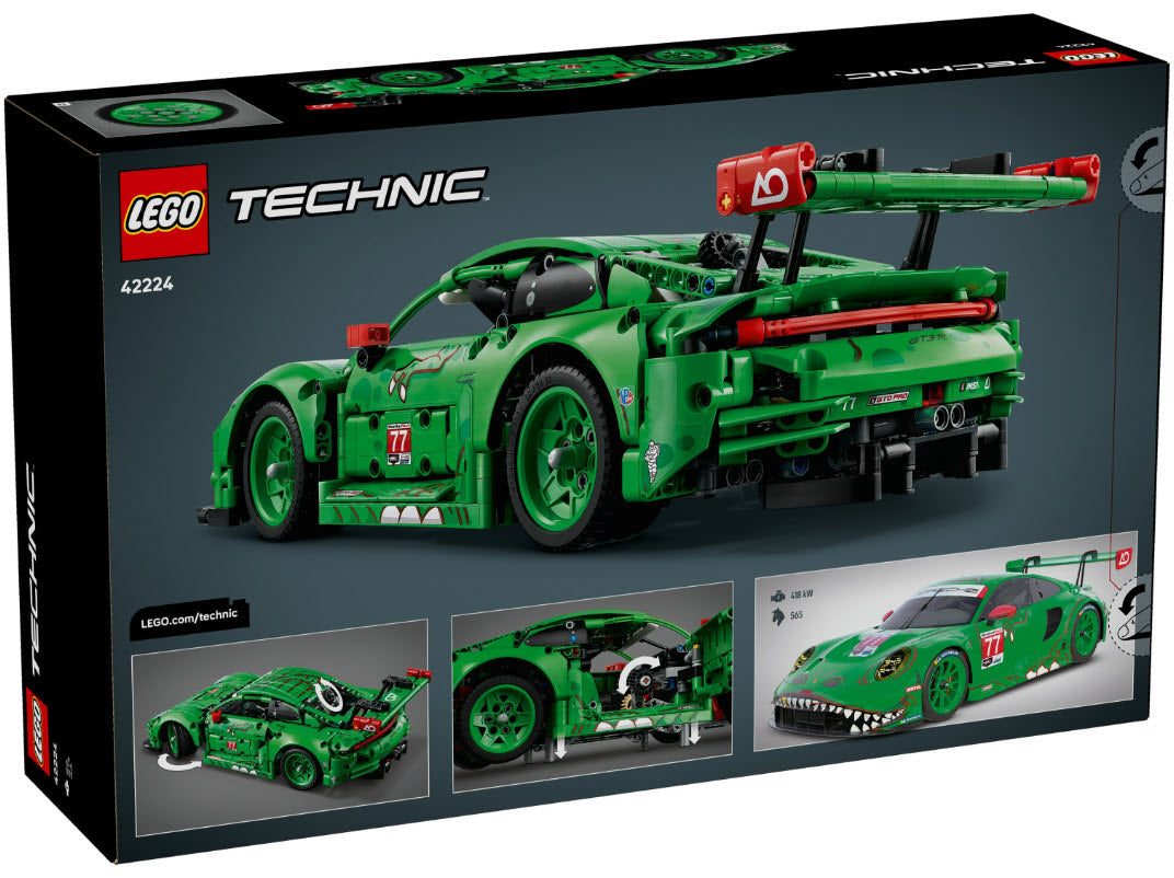 Box Rückseite: LEGO Technic 42224 Porsche 911 GT3 R REXY AO Racing Rennwagen