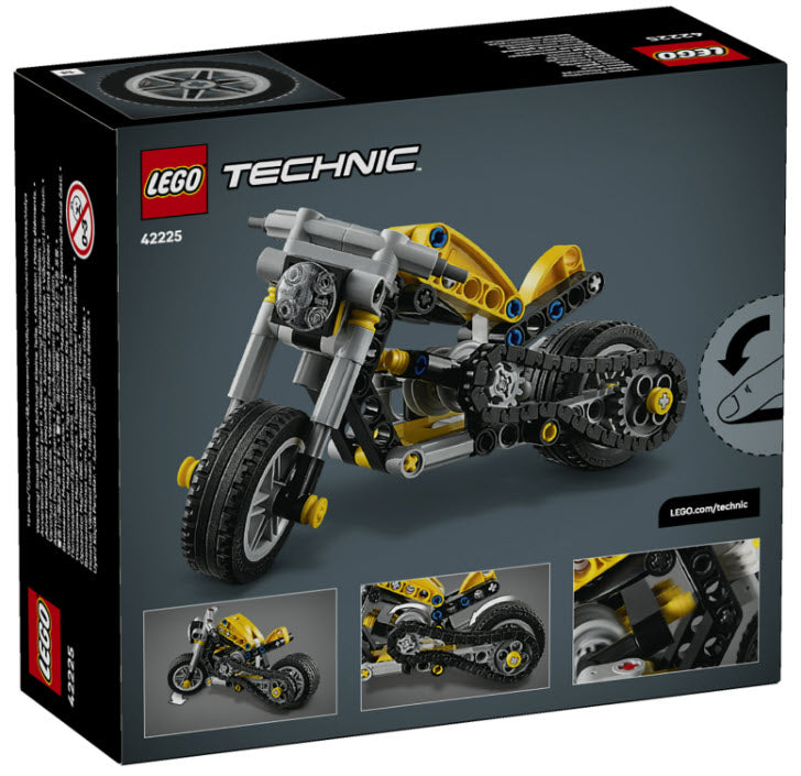 Box Rückseite: LEGO Technic 42225 Gelbes Motorrad