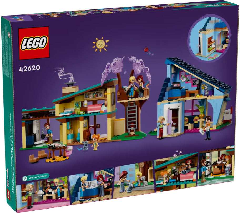 Box Rückseite: LEGO Friends 42620 Ollys und Paisleys Familien Haus